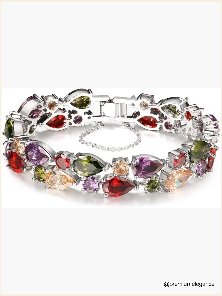 925 Sterling Silver Gemstone Bracelet Adjustable Safety Chain Chunky 7 Inch